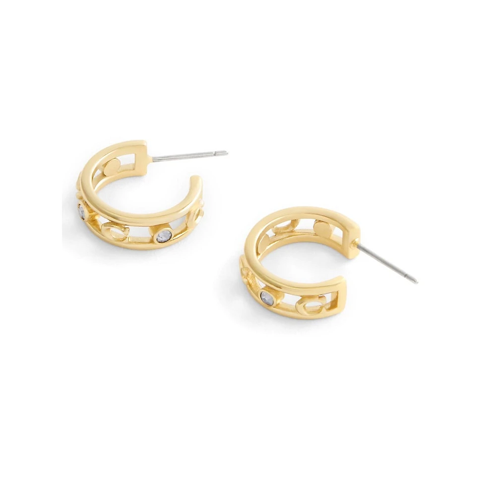 Signature C Goldtone Open-Hoop Earrings