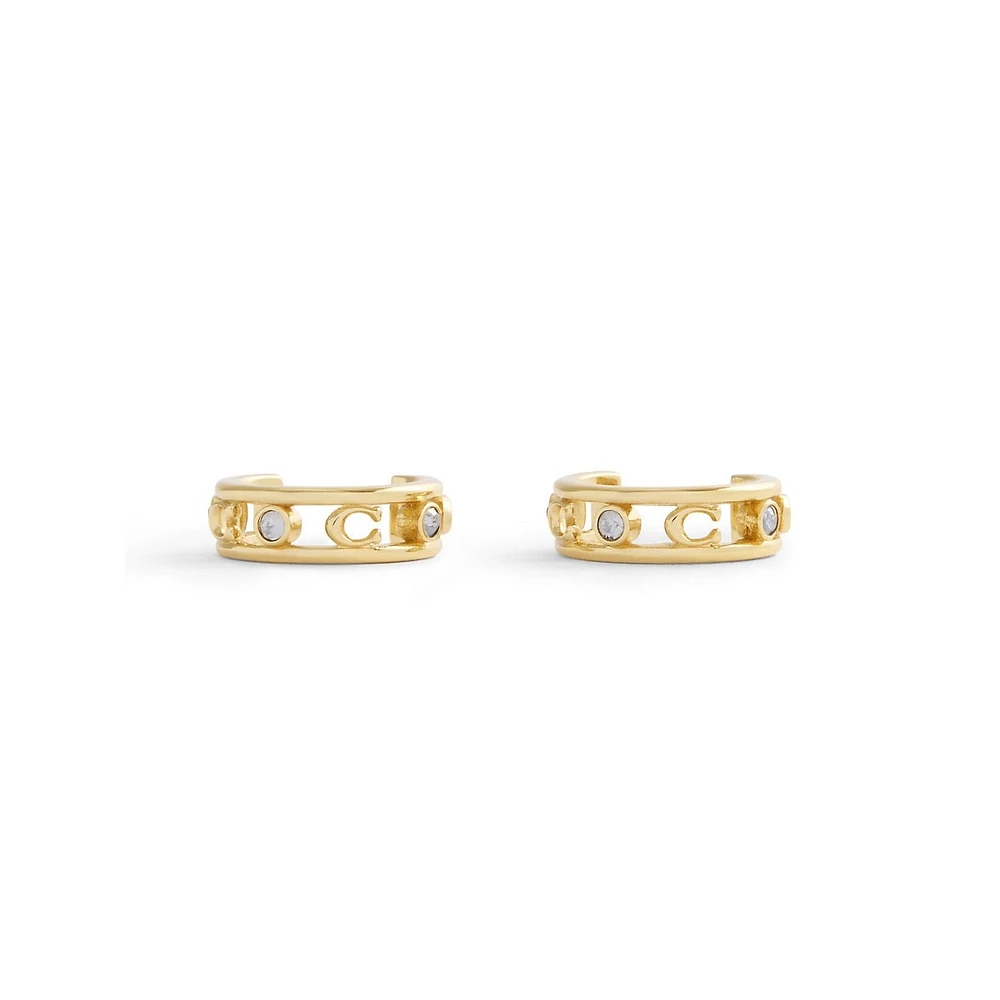 Signature C Goldtone Open-Hoop Earrings