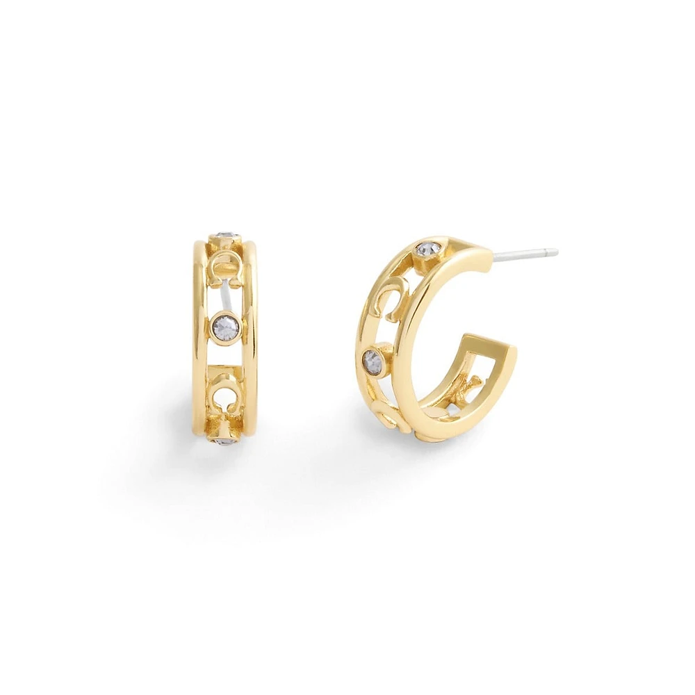 Signature C Goldtone Open-Hoop Earrings