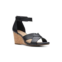 Margee Gracie Cork Wedge Leather Ankle-Strap Sandals