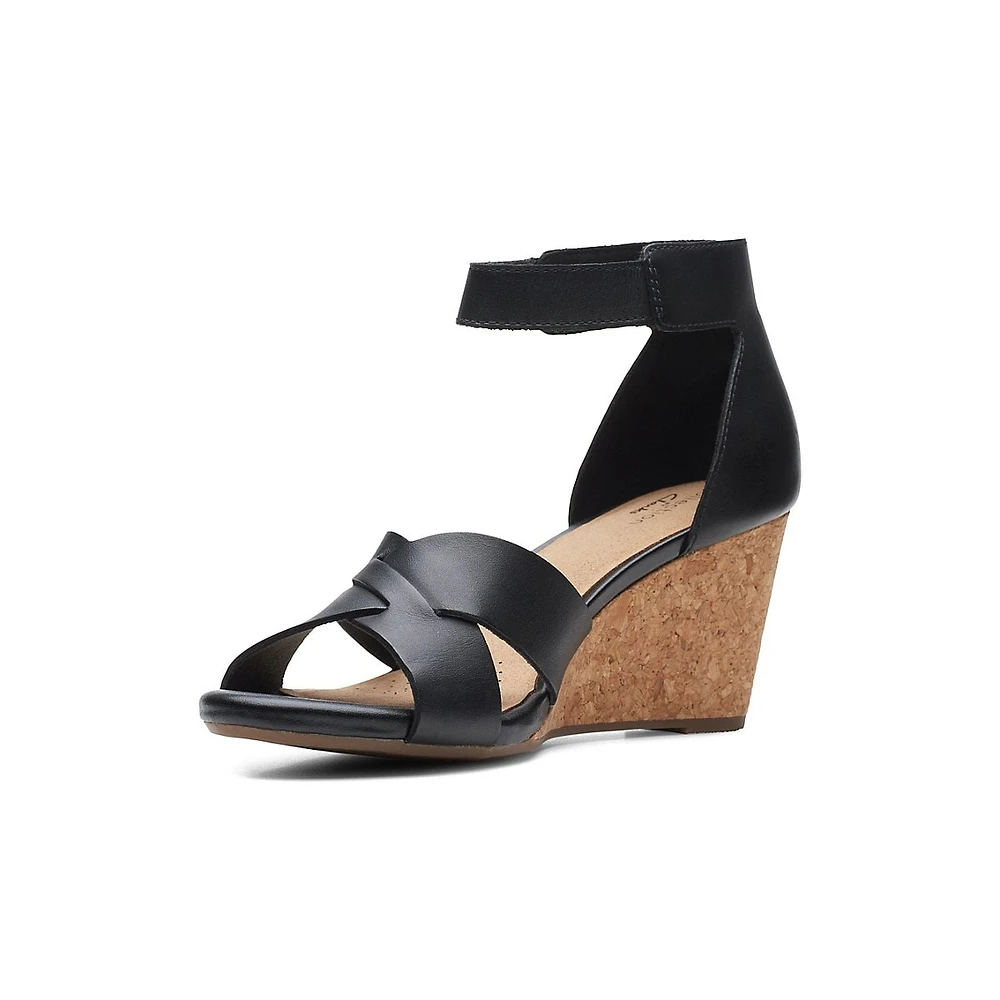 Margee Gracie Cork Wedge Leather Ankle-Strap Sandals