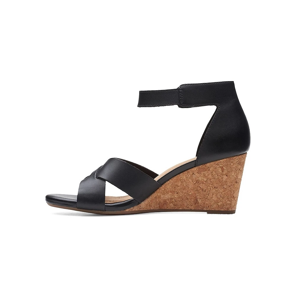 Margee Gracie Cork Wedge Leather Ankle-Strap Sandals