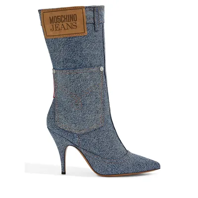 Denim Stilleto Mid Boots