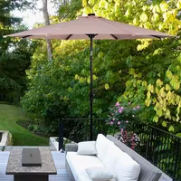 10ft Solar Lights Patio Umbrella Outdoor W/ 36 Lbs Steel Stand