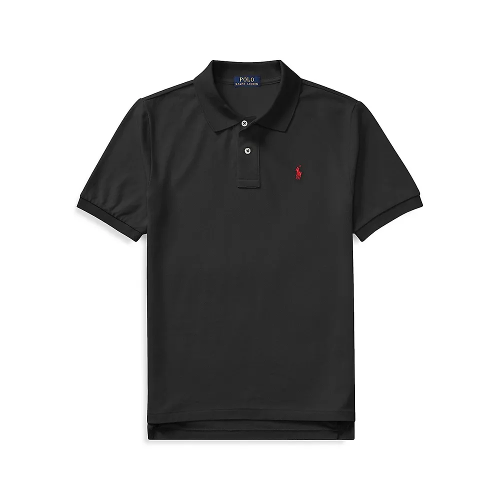 Boy's Solid Mesh Polo With Pony Player