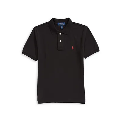 Boy's Solid Mesh Polo With Pony Player