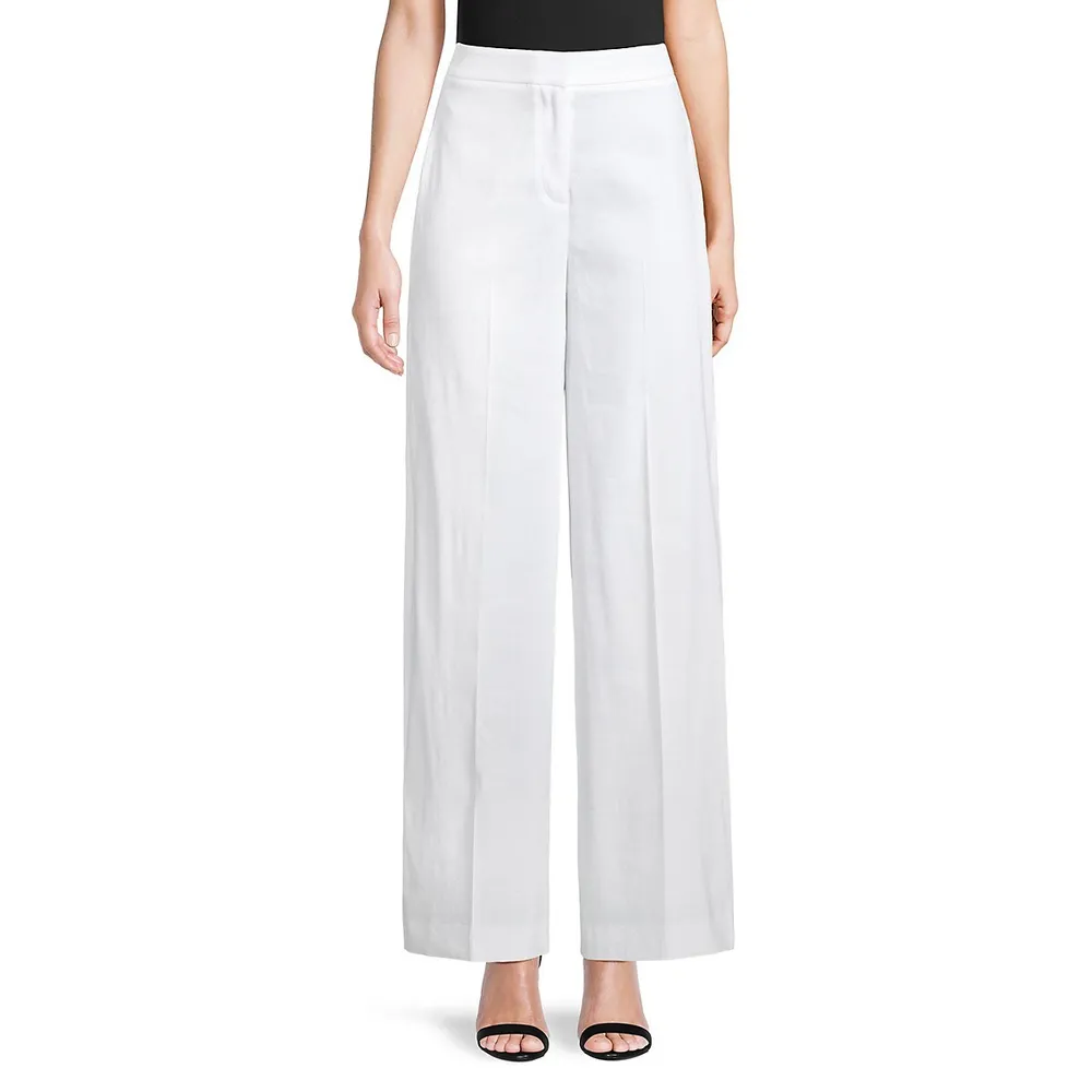 High-Waisted Linen-Blend Wide-Leg Pants for Women – Search By Inseam