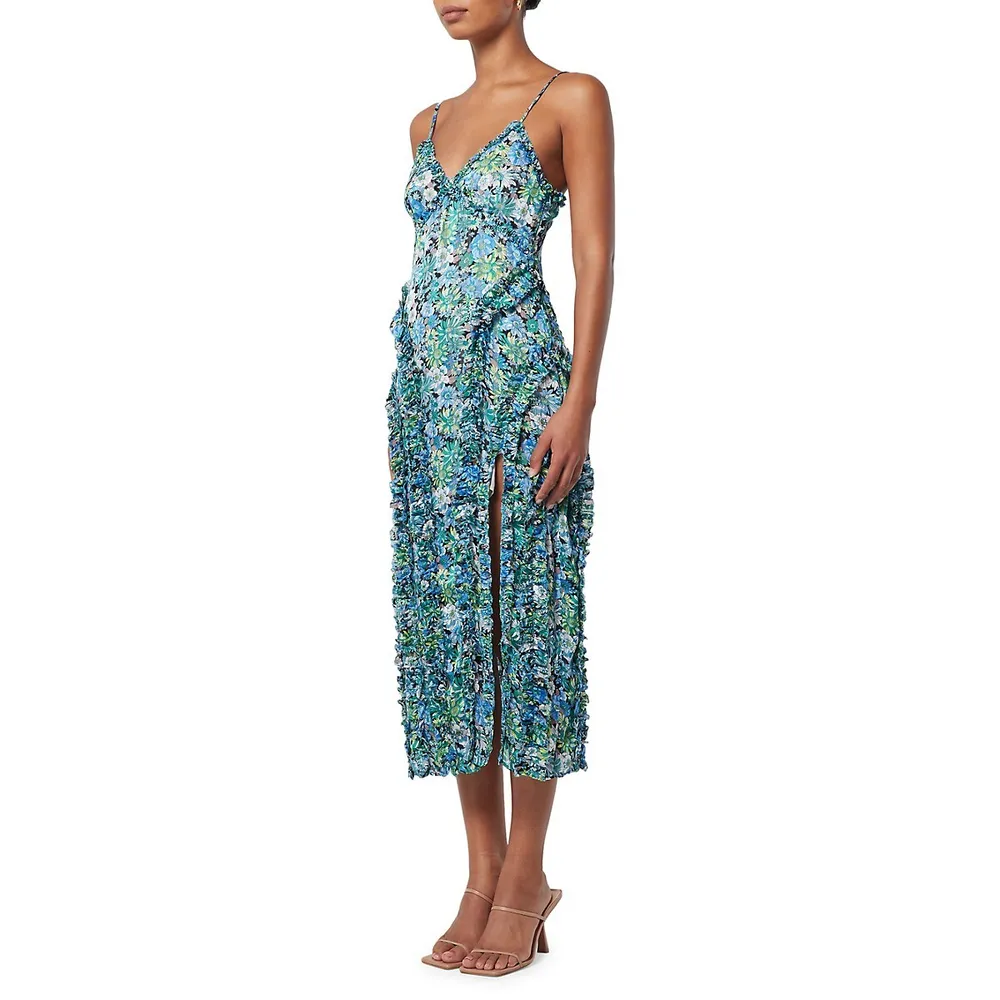 Sigiriya Textured Floral Midi Slip Dress
