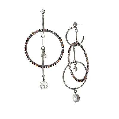 Hematite-Tone Multi-Ring Chandelier Earrings