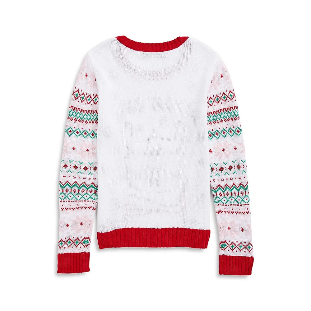 Girl's Holiday Llama Christmas Sweater