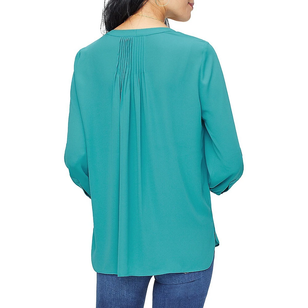 Long Sleeve Pintuck Blouse