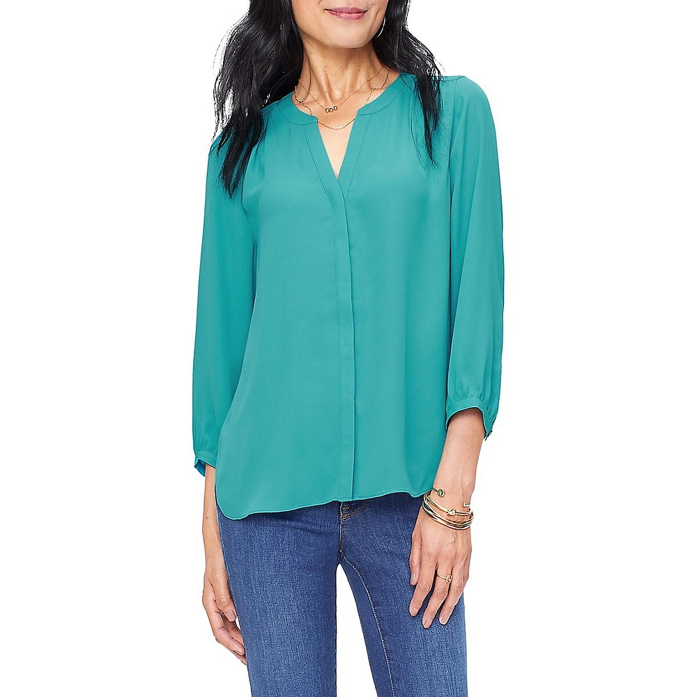 Long Sleeve Pintuck Blouse