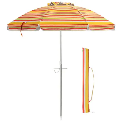 6.5ft Patio Beach Umbrella Sun Shade Tilt Carry Bag