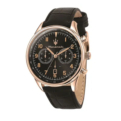 Tradizione 45mm Quartz Stainless Steel Watch In Rose Gold/black