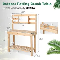 Potting Bench Table Wooden Garden Work Bench Platform With Display Rack Hidden Sink