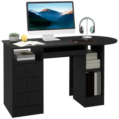 Computer Desk With Shelves And Keyboard Tray