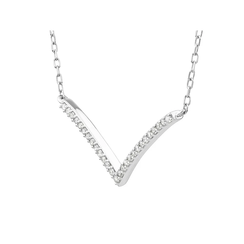 Chevron Necklace With Carat Tw Diamonds In Sterling Silver