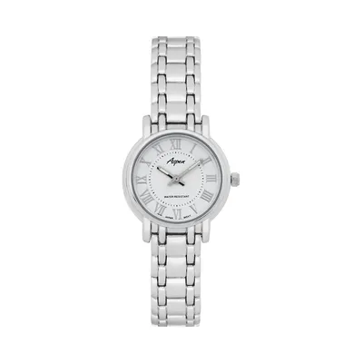 Elegant Womens 26mm Round Metal Link Bracelet Watch, Analog Easy To Read Dial With Big Numbers, Removable Links