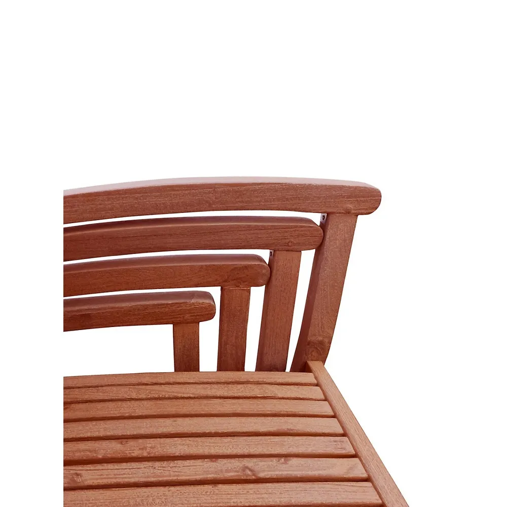 Ensemble de quatre chaises à bras empilables en bois pour l'extérieur Malibu