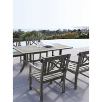 Renaissance Outdoor Patio Hand-scraped Wood Rectangular Dining Table with Curvy Legs