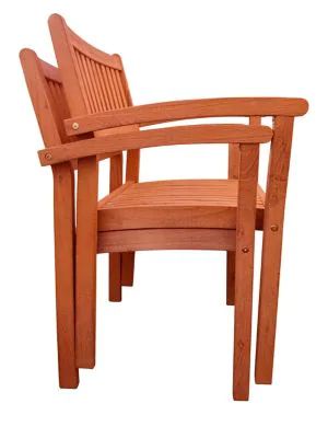 Two-Piece Malibu Outdoor Wooden Stackable Armchairs