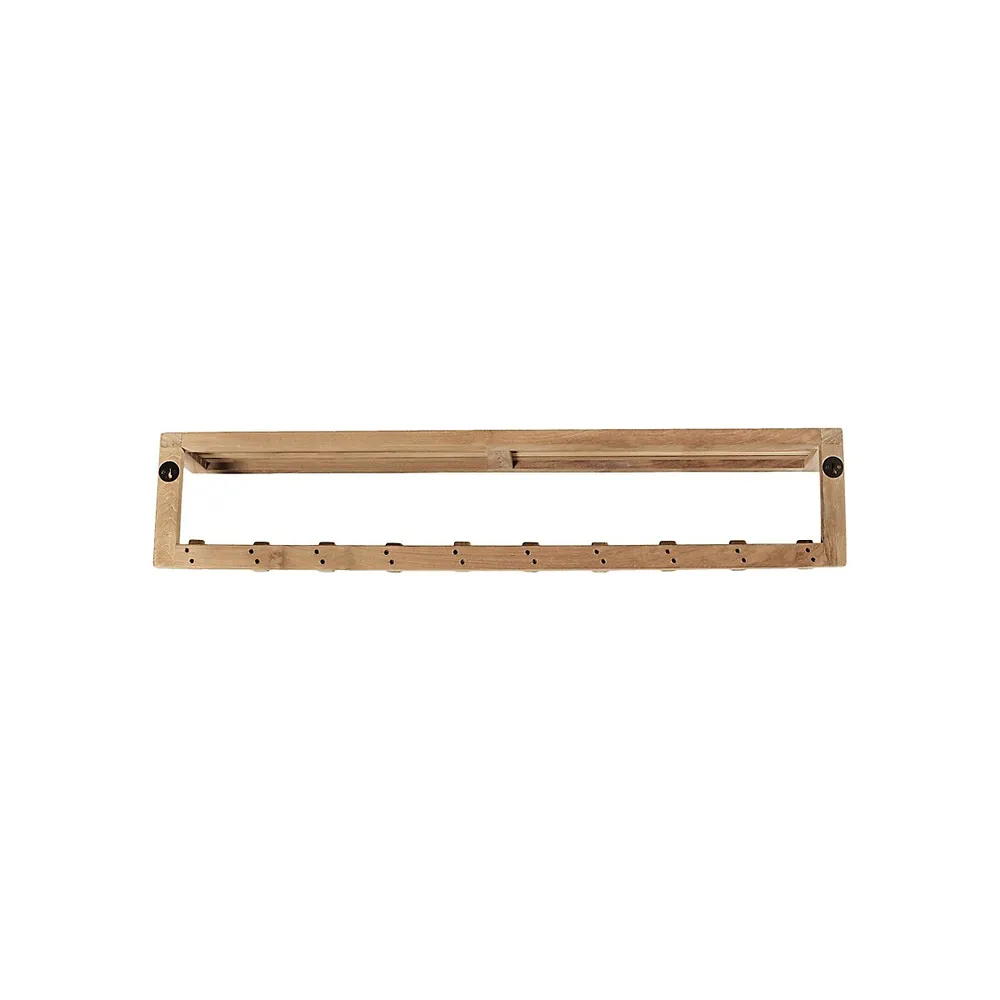 ARB Teak and Specialties Bath & Spa Teak 10-Hook Wall Shelf