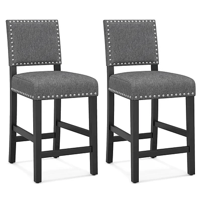 Set Of 2 Counter/bar Height Chairs With Solid Rubber Wood Frame & Adjustable Foot Pads