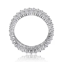 Sterling Silver White Gold Plating With Clear Marquise Cubic Zirconia Eternity Ring