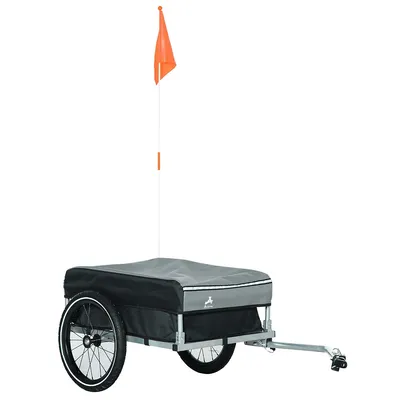 Outdoor Bike Trailer With Triple Safety, Black And Grey