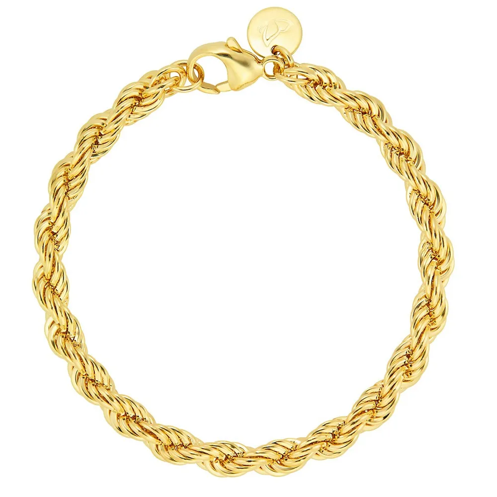 BRONZORO 18kt Gold Plated Large Rope With Bronzoro Tag Bracelet