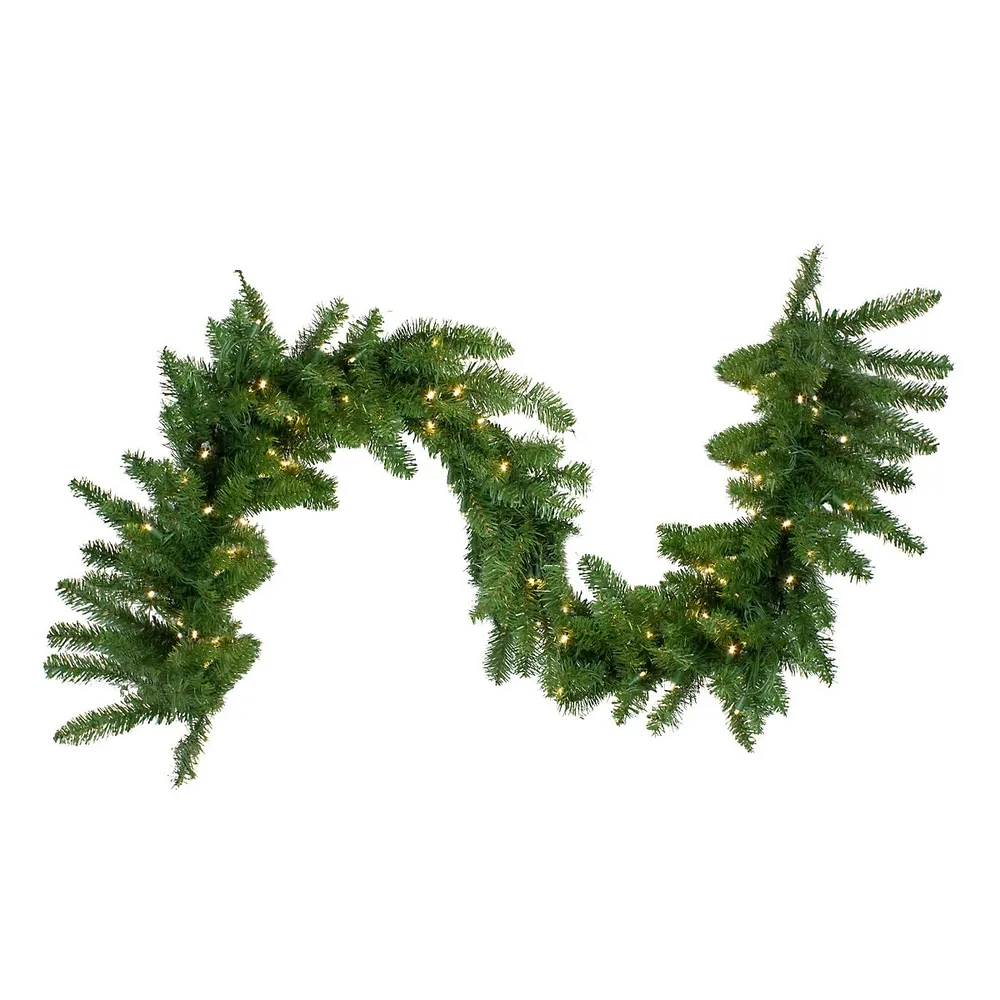 Northlight 9' x 14 Pre-Lit White Alaskan Pine Artificial Christmas  Garland, Warm White LED Lights