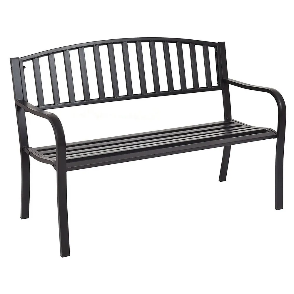 Costway 50'' Patio Garden Bench Park Yard Outdoor Furniture Steel Slats Porch Chair Seat