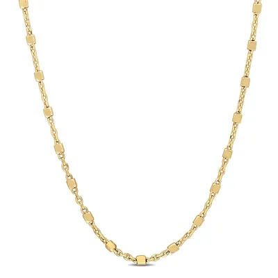 Beaded Chain Necklace In Yellow Plated Sterling Silver