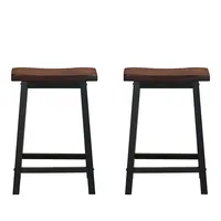 Set Of 2 Bar Stools 24''h Saddle Seat Pub Chair Home Kitchen Dining Room