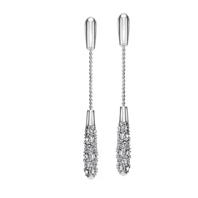 Clear Heritage Precision Cut Crystal Pave Drop Earrings