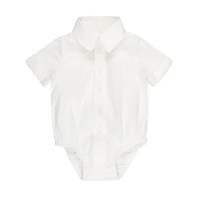 Unisex Short Sleeve Button Down Bodysuit