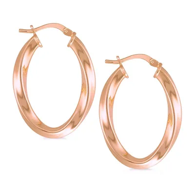18kt Gold Plated Oval Rose Hoop Earring