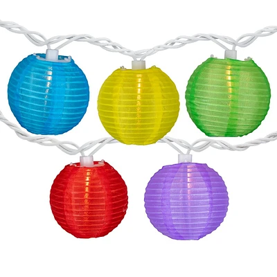 10-count Multi-color Round Lantern Patio String Light Set, 7.25ft. White Wire