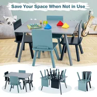 5 Piece Kids Wooden Activity Table And 4 Chairs Play Set Gift W/ Building Blocks