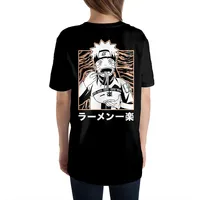 Naruto Eating Ramen Ichiraku Kanji Black T-shirt