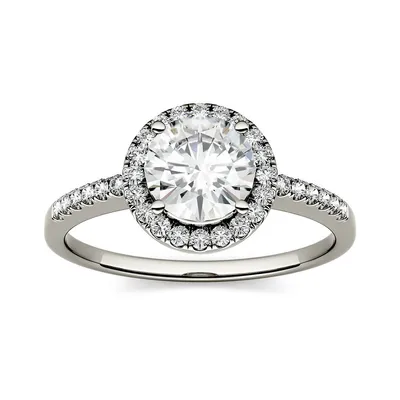 14k Gold & 1.30 Ct. T.w. Created Moissanite Halo Engagement Ring