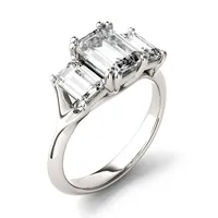 14k White Gold Moissanite 8x6mm Emerald Engagement Ring, 2.91cttw Dew