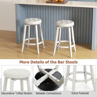 26"/30" Swivel Bar Stool Set Of 2 Upholstered Counter/bar Height Rubber Wood Frame Beige