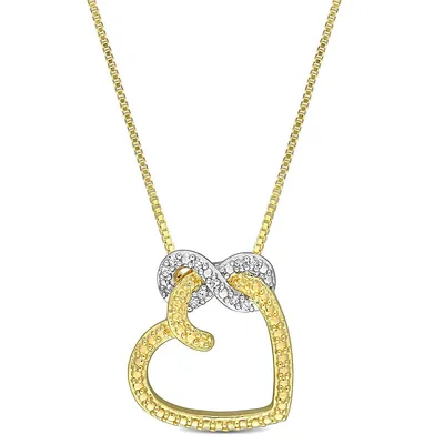 Diamond Accent Infinity Heart Pendant With Chain In 18k Plated Sterling Silver