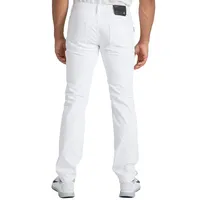 Men's Premium White Jeans Slim Straight Fit Distressed Mended