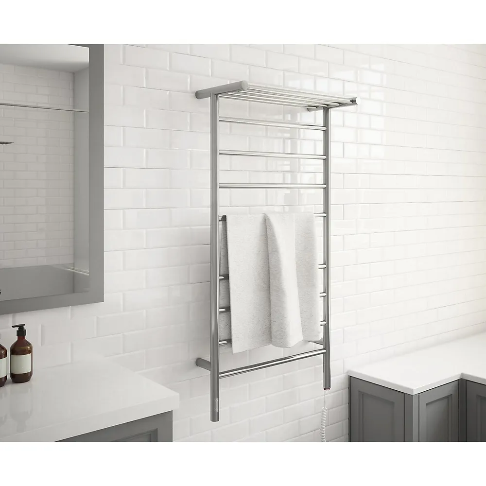 145W Electric Towel Warmer Wall Mounted Heated Drying Rack 8 Square Bars