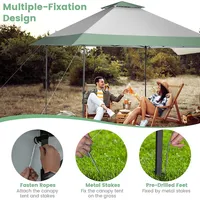 13x13ft Patio Pop-up Gazebo Canopy Tent Instant Sun Shelter Outdoor Wheeled Bag