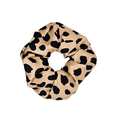 Pure Mulberry Silk French Scrunchie | Classic Cheetah | 2 Inch | 21 Momme | Brush Collection