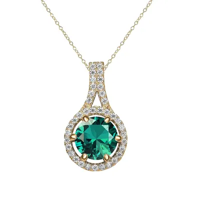 14k Gold Plated With Cubic Zirconia Drop Pendant Necklace