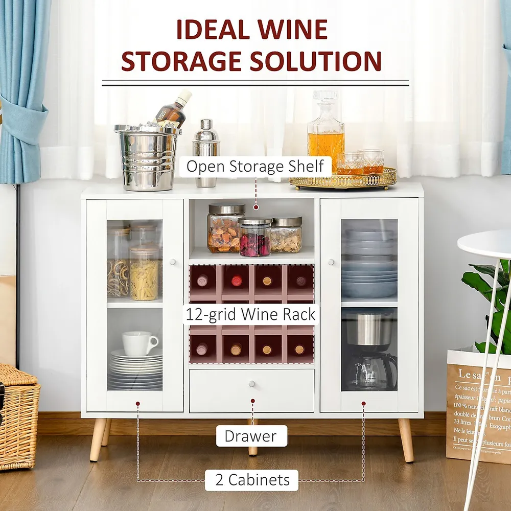 Kitchen Sideboard Storage Cabinet With Drawer, Wine Rack